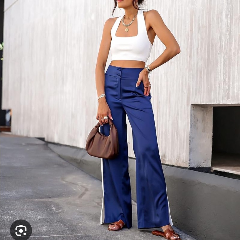 Amazon the Drop Lucy Whims High Waist Contrast Trim Wide Leg Pants Size Large